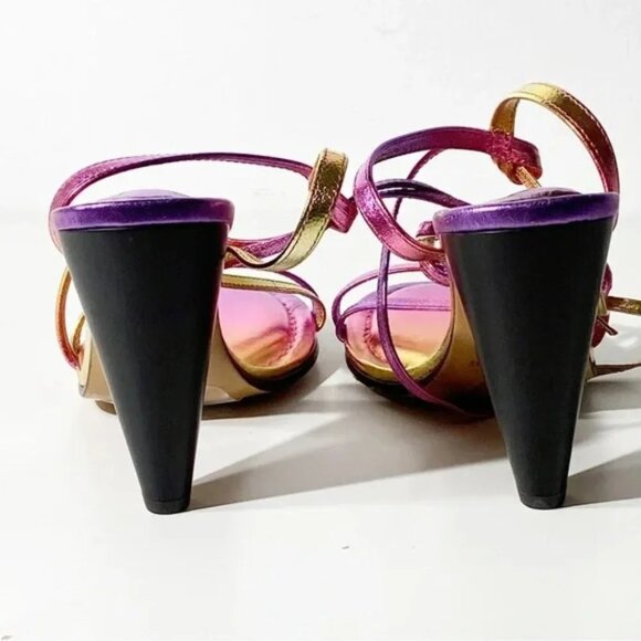 New Isabel Marant Aliza Metallic Leather Sandals in Metallic Pink Size 37 - Picture 6 of 8